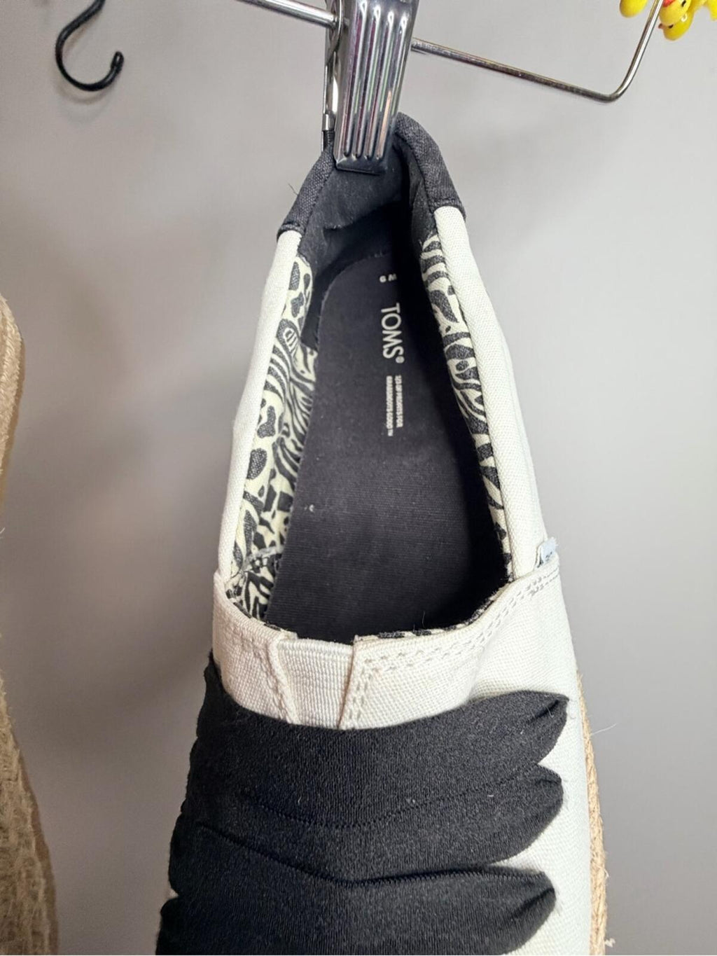 TOMS Cream Espadrille Slip-On with Black Decorative Straps