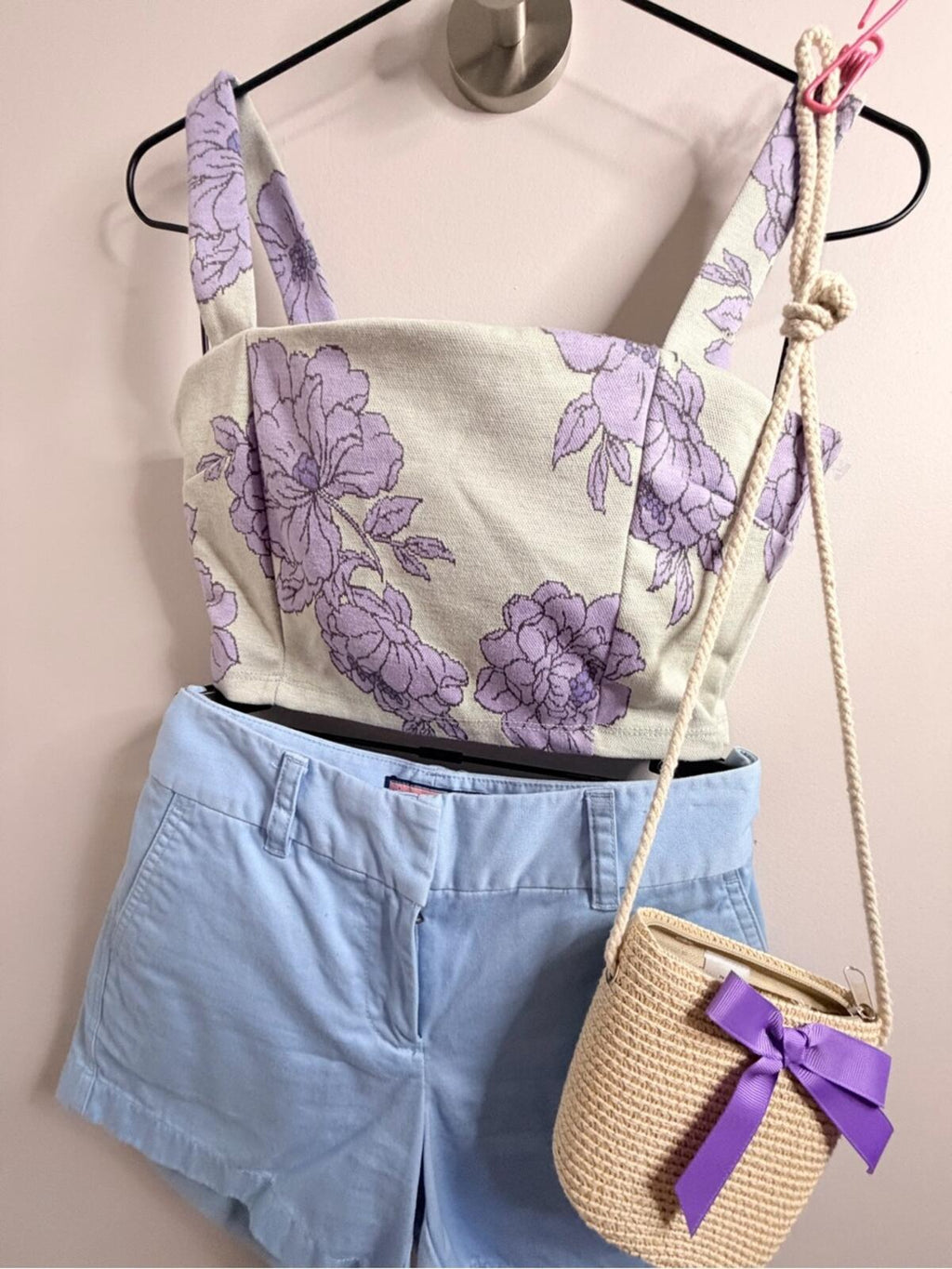 Floral Lavender Cropped Tank Top - Women