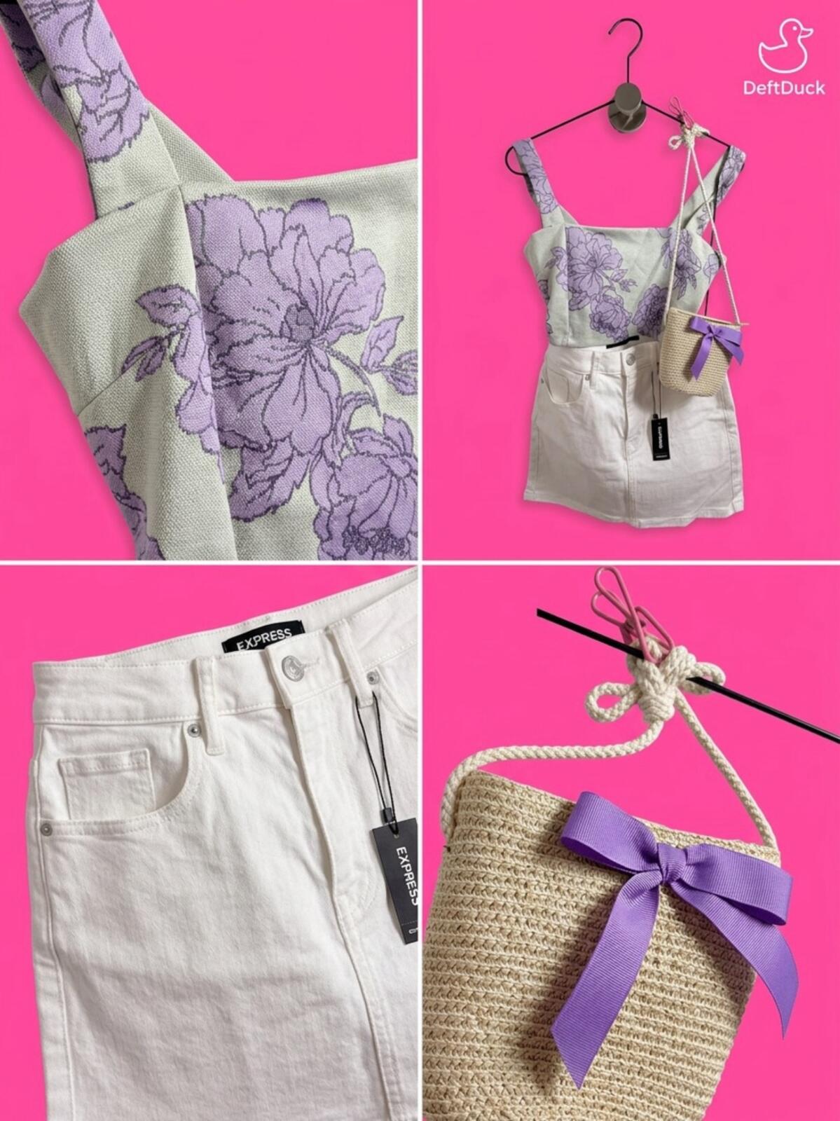 Express Lavender Floral Square-Neck Cami Top - Lavender