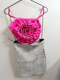 Do+Be Hot Pink Floral Ruffle Crop Top