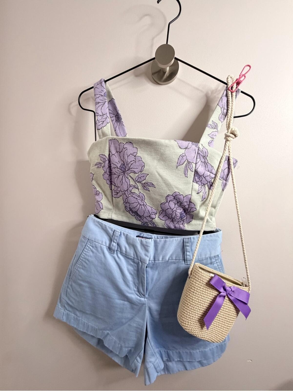 Floral Lavender Cropped Tank Top - Women