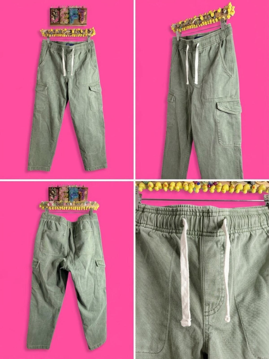 Olive Green Cargo Jogger Pants - Unbranded