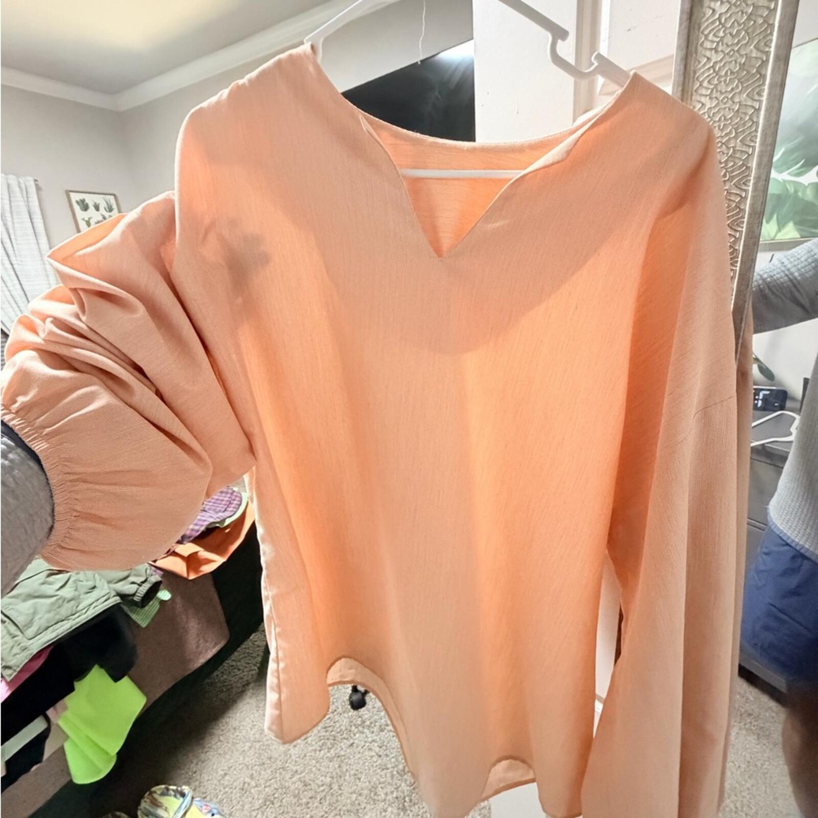 Peach V-Neck Blouse custom made. Cute for parties!🎈