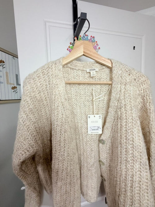 a.n.a Cream Chunky Knit Button-Front Cardigan
