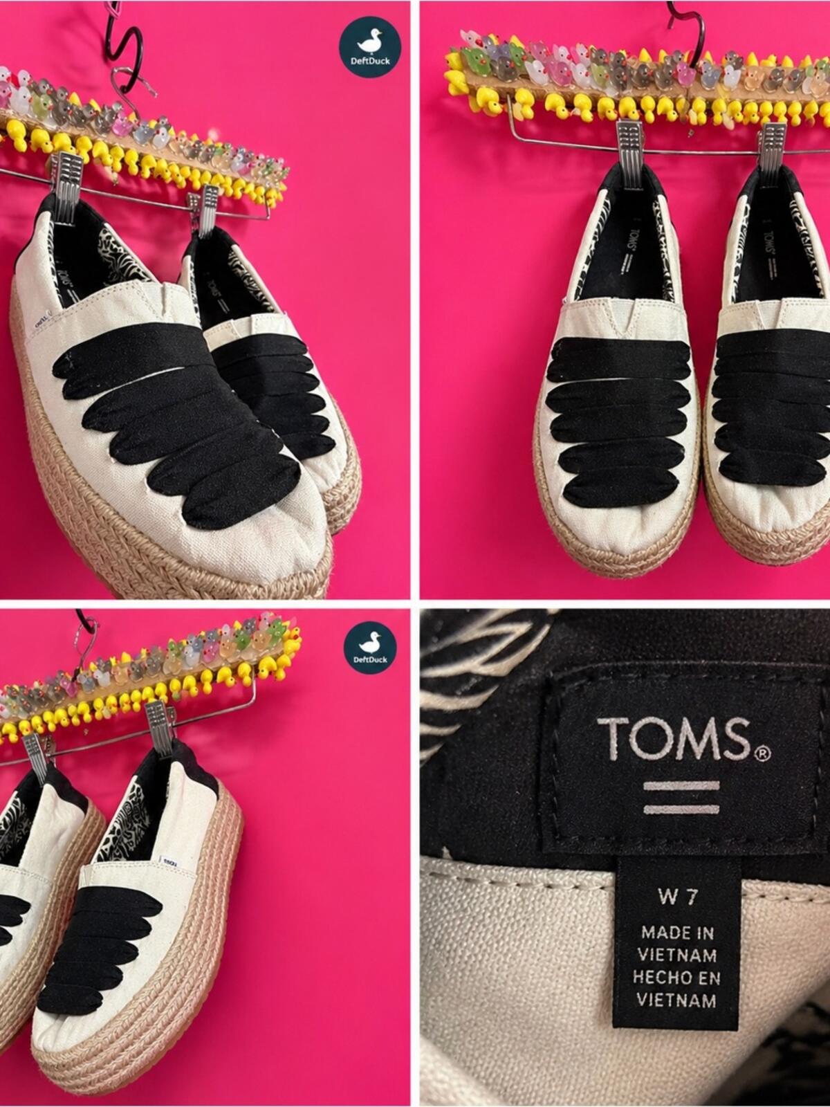 TOMS Cream Espadrille Slip-On with Black Decorative Straps