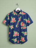 J. Crew Navy Blue Short-Sleeve Floral Button-Down Shirt