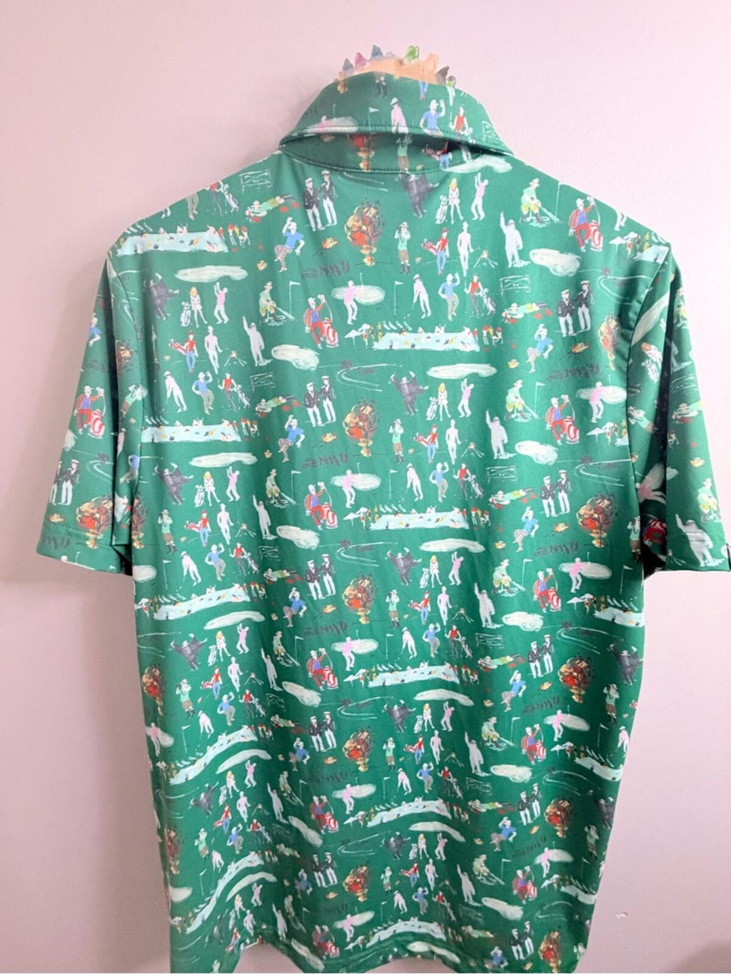 Criquet Green Printed Golf Polo Shirt