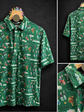 Criquet Green Printed Golf Polo Shirt