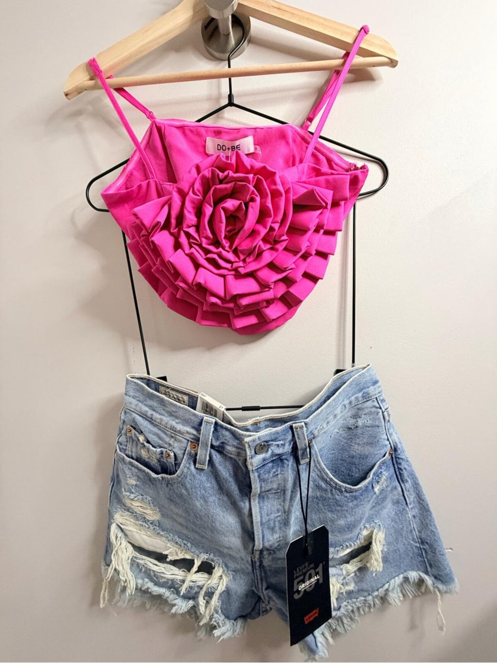 DO+BE Hot Pink Ruffled Rose Camisole