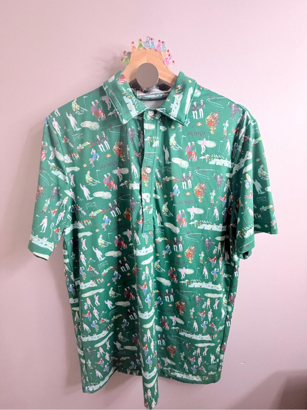 Criquet Green Printed Golf Polo Shirt