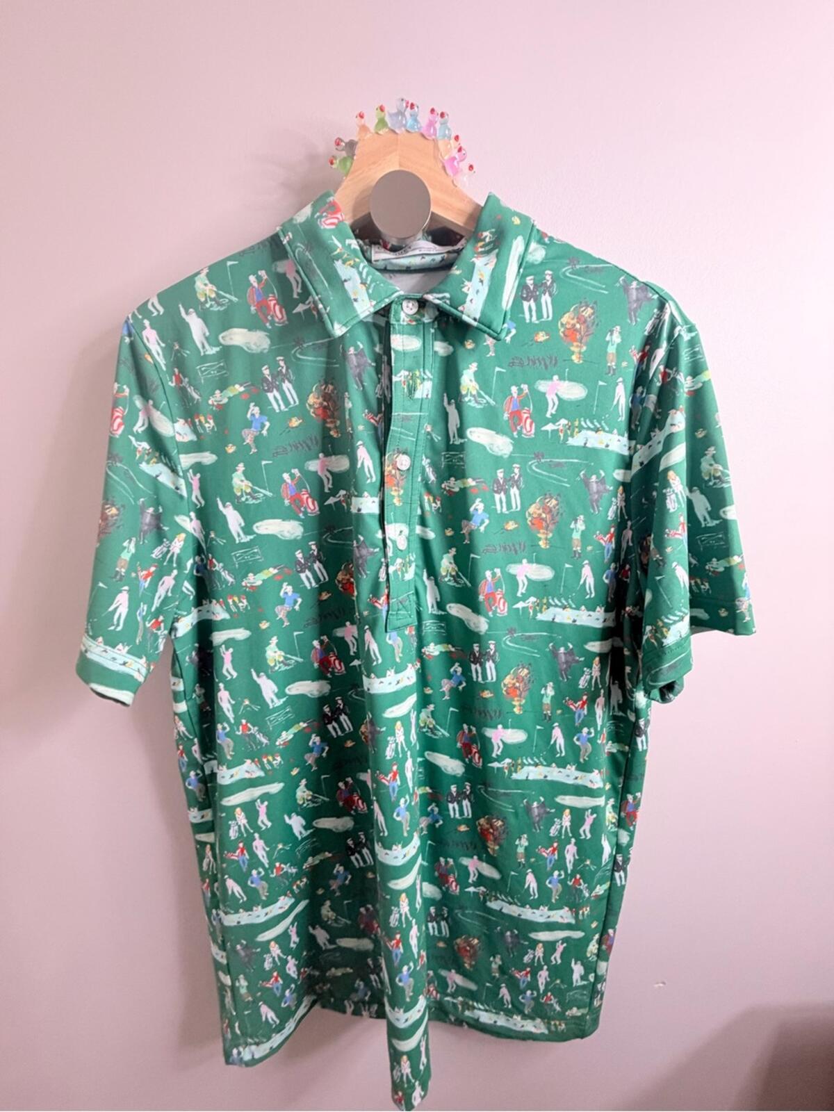Criquet Green Printed Golf Polo Shirt