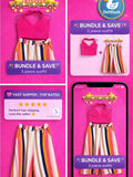 Women’s Pink Halter Crop Top & Multicolor Striped Wide-Leg Pants Set