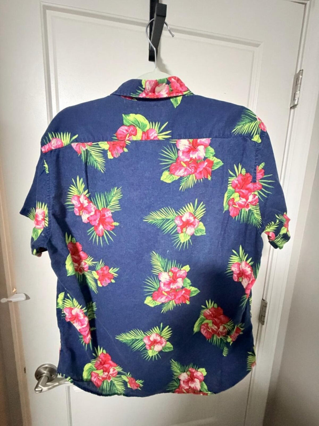 J. Crew Navy Blue Short-Sleeve Floral Button-Down Shirt
