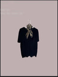 Forever 21 Black Short Sleeve Tee with Leopard Scarf Accent