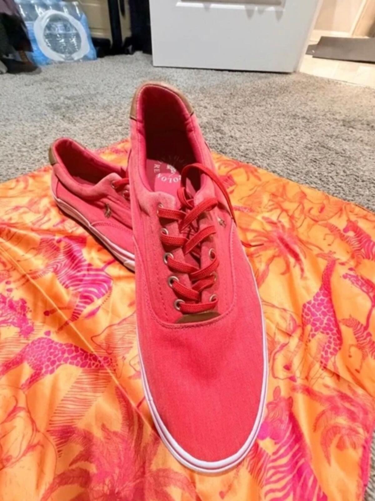 Polo by Ralph Lauren Coral Canvas Lace-Up Sneakers