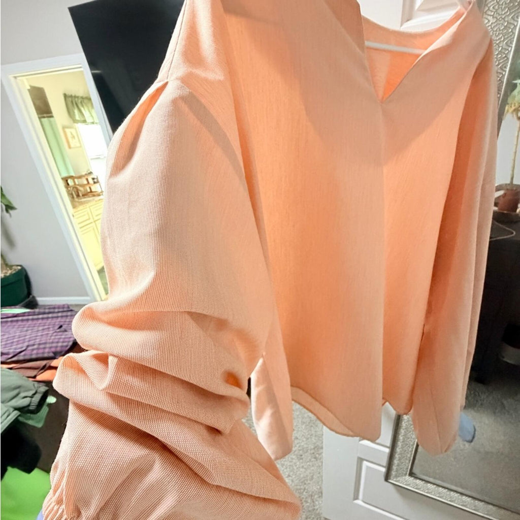 Peach V-Neck Blouse custom made. Cute for parties!🎈