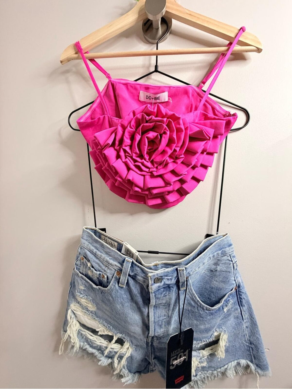 DO+BE Hot Pink Ruffled Rose Camisole
