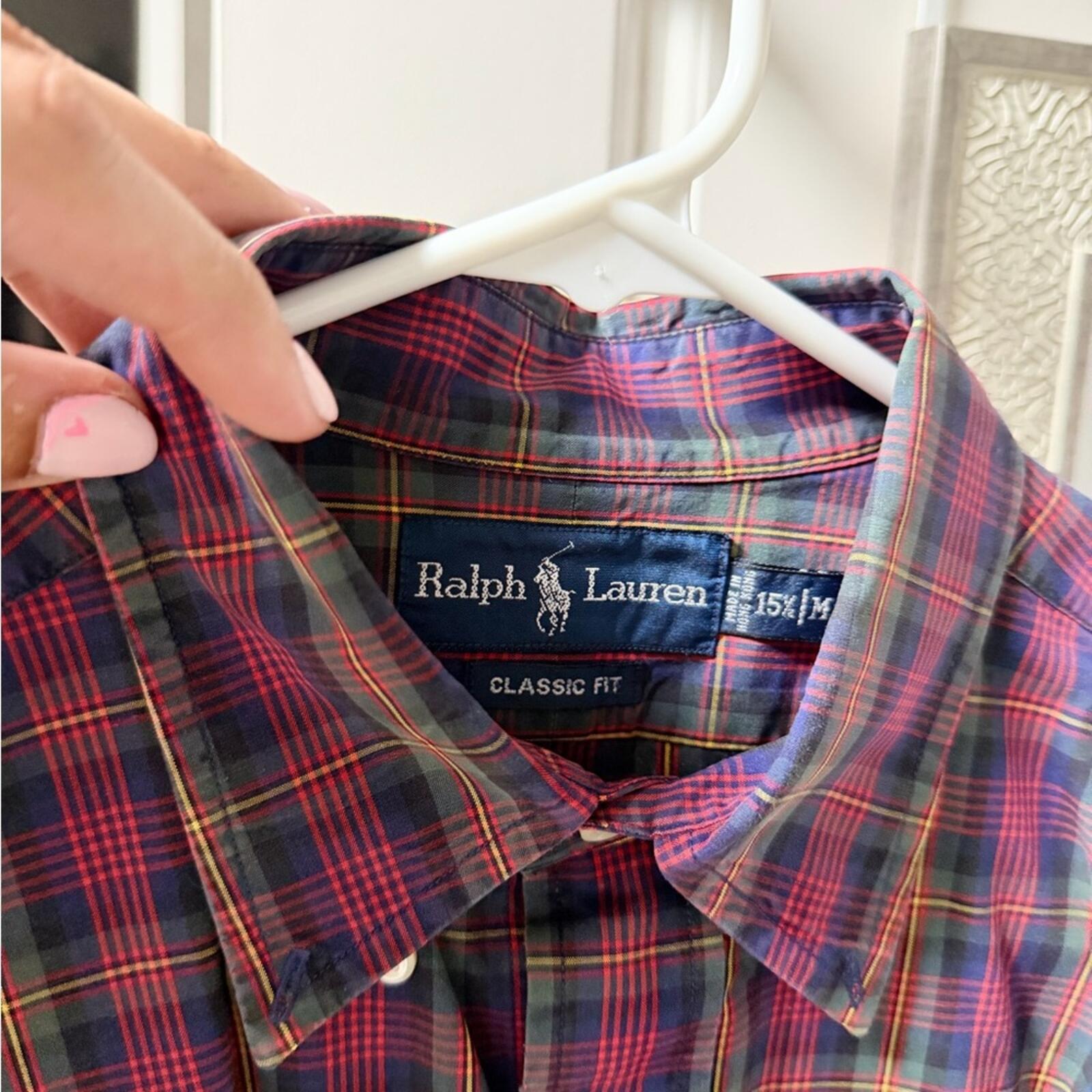 Ralph Lauren Men's Pink and Blue Plaid Shirt