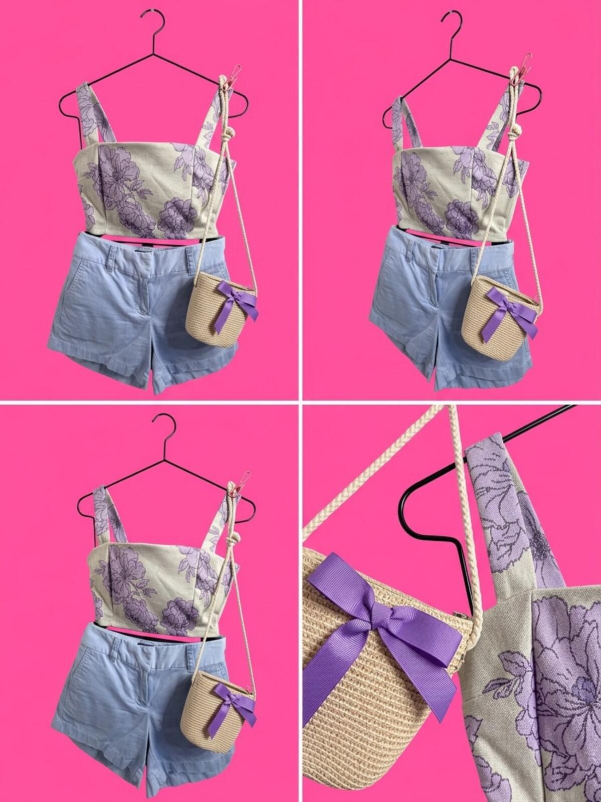 Floral Lavender Cropped Tank Top - Women