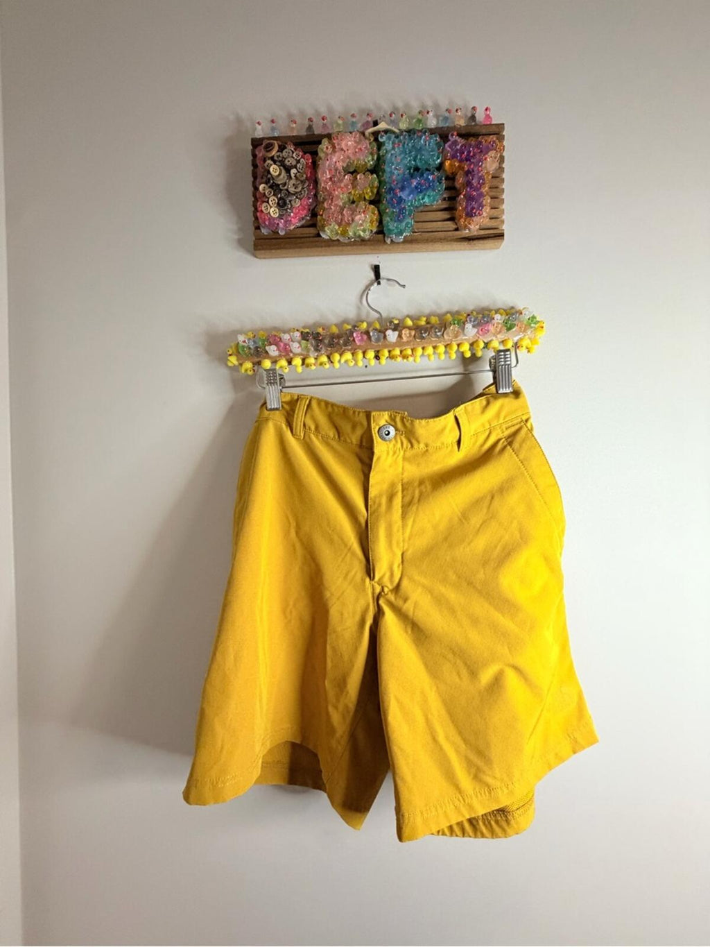 Express Black Floral Button-Front Top with Mustard Yellow Shorts