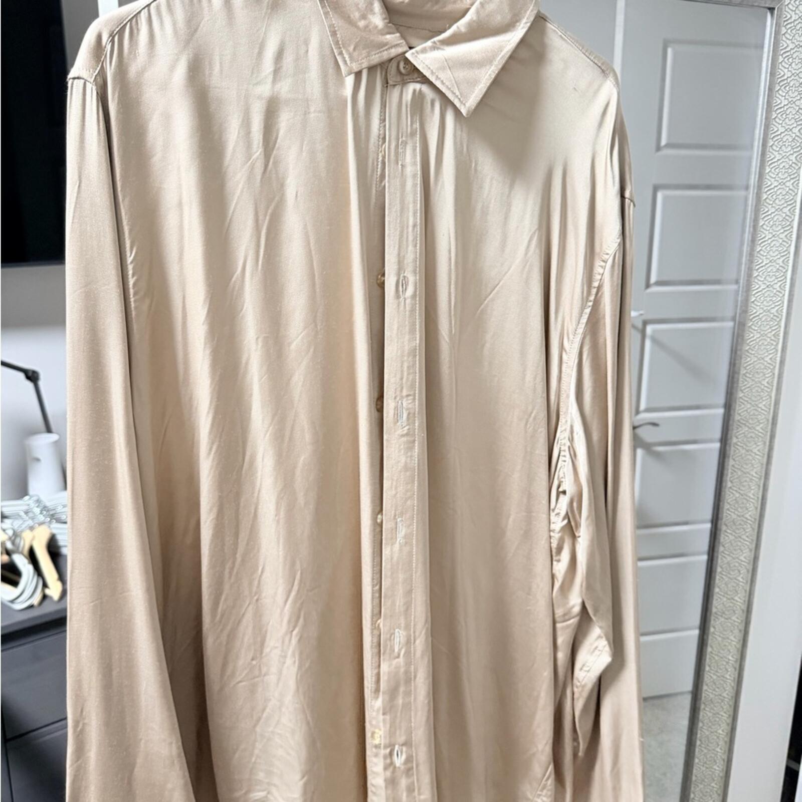 Forever 21 Cream Satin Button Down Shirt