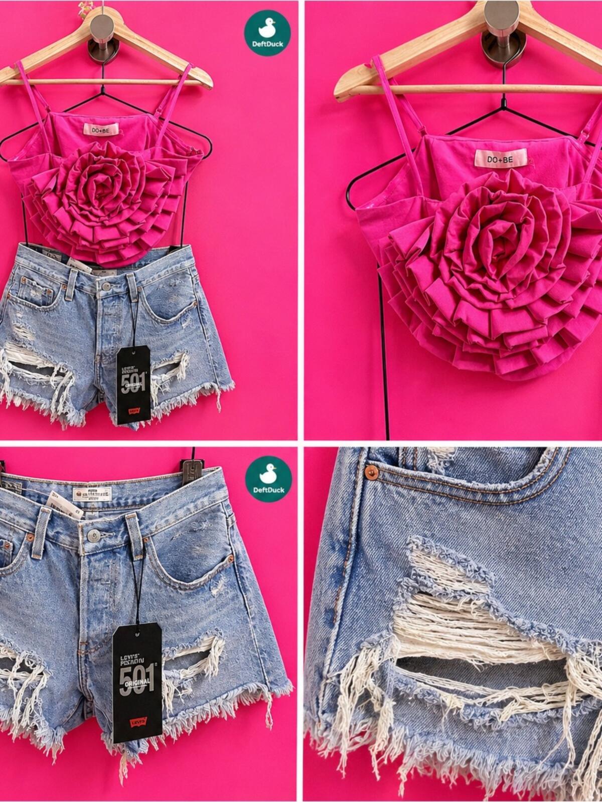 DO+BE Hot Pink Ruffled Rose Camisole