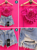 DO+BE Hot Pink Ruffled Rose Camisole