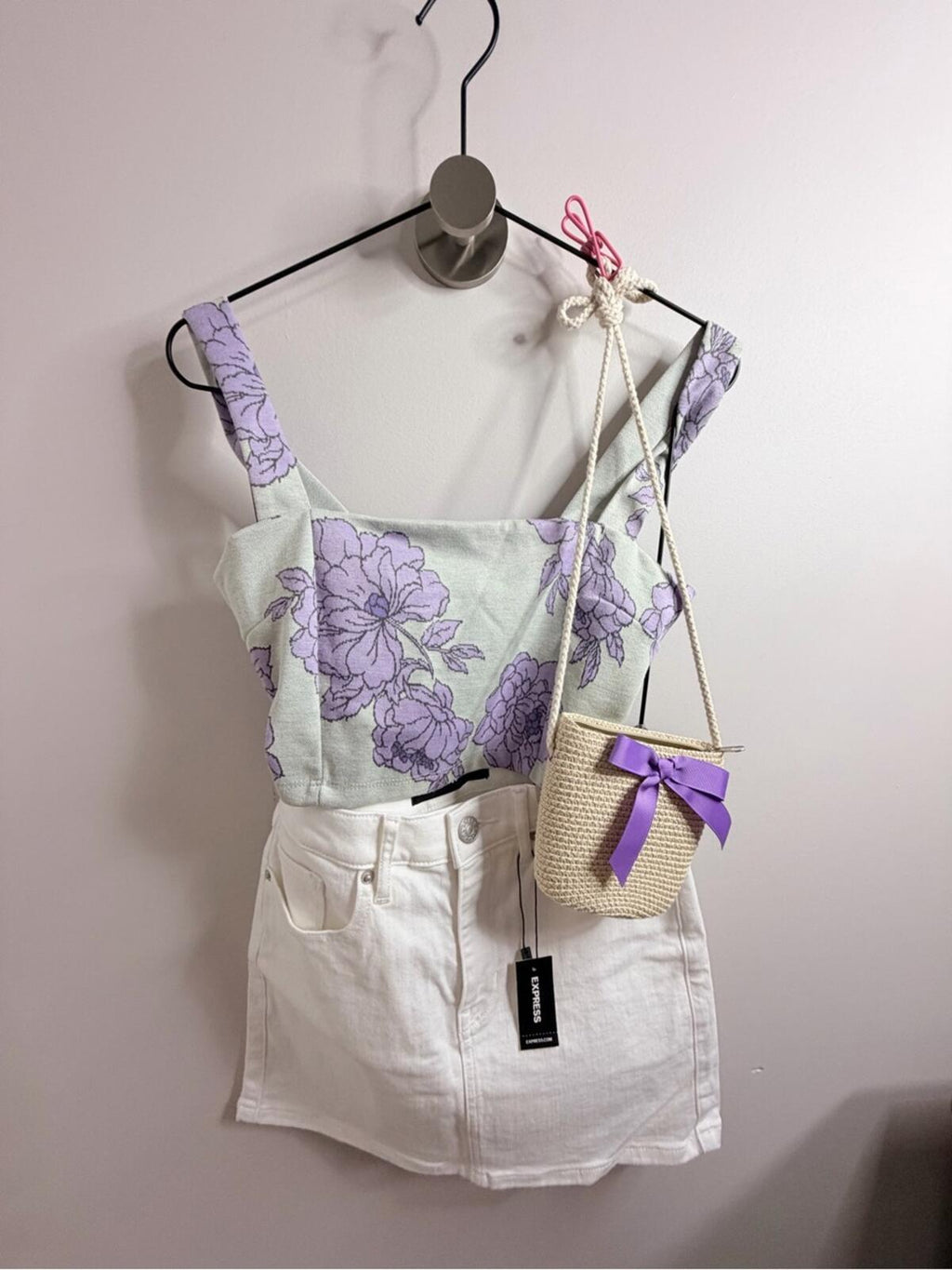 Express Lavender Floral Square-Neck Cami Top - Lavender