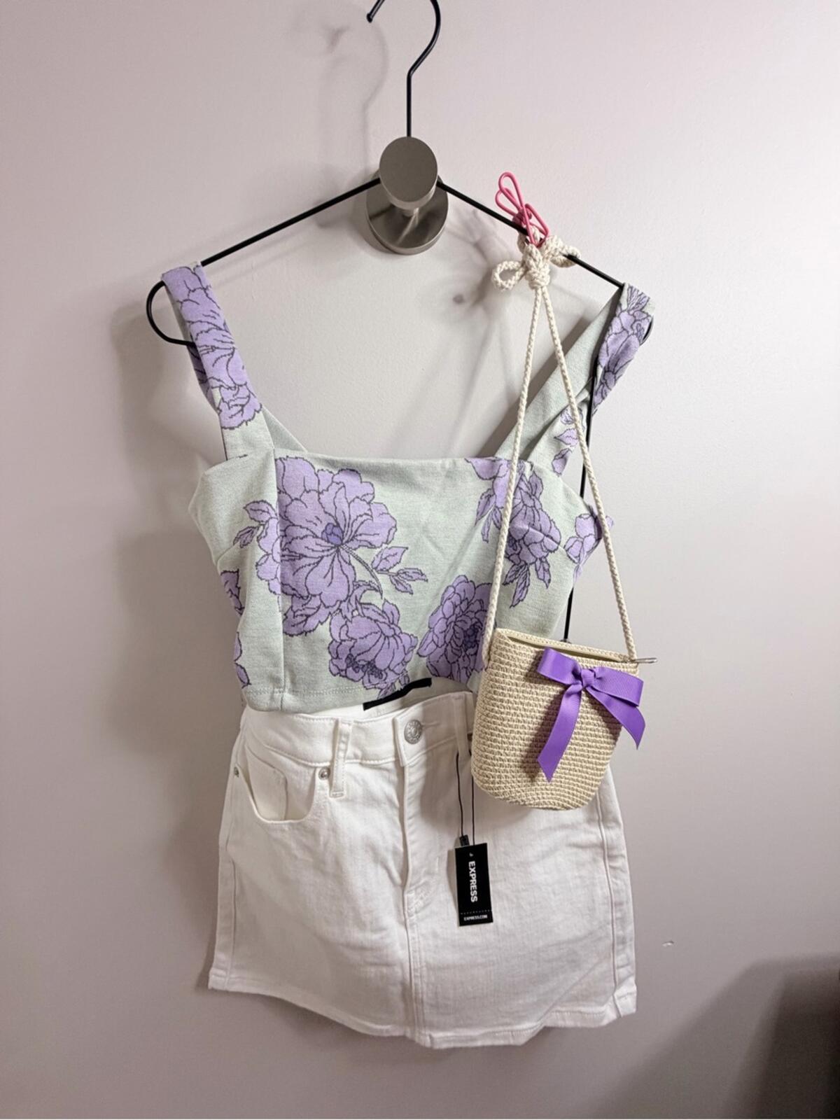 Express Lavender Floral Square-Neck Cami Top - Lavender