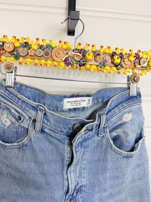 Abercrombie & Fitch Light Blue Distressed Straight Leg Jeans