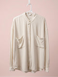 Men's Lightweight Cream Button-Up Shirt Jacket