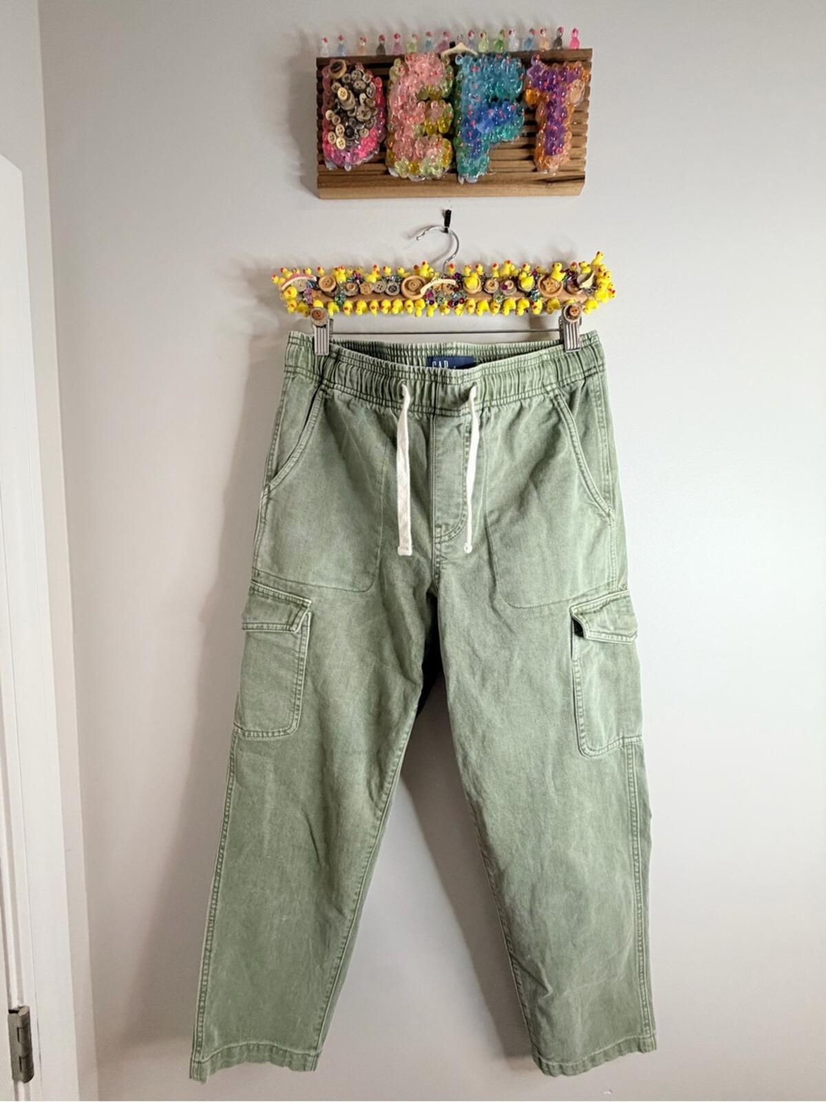 Olive Green Cargo Jogger Pants - Unbranded
