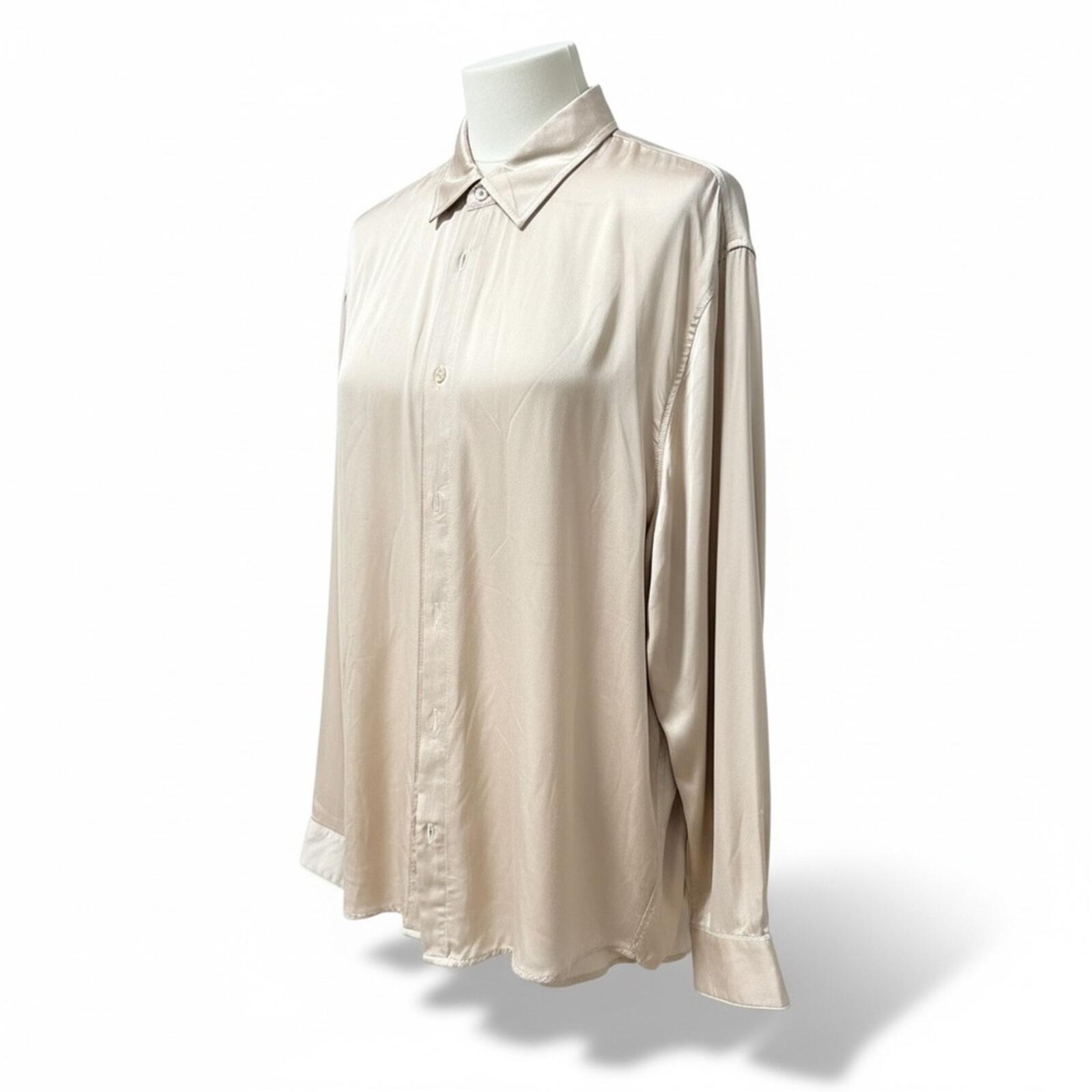Forever 21 Cream Satin Button Down Shirt