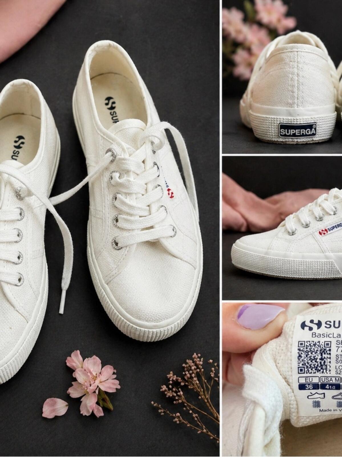 Superga White Low-Top Canvas Sneakers