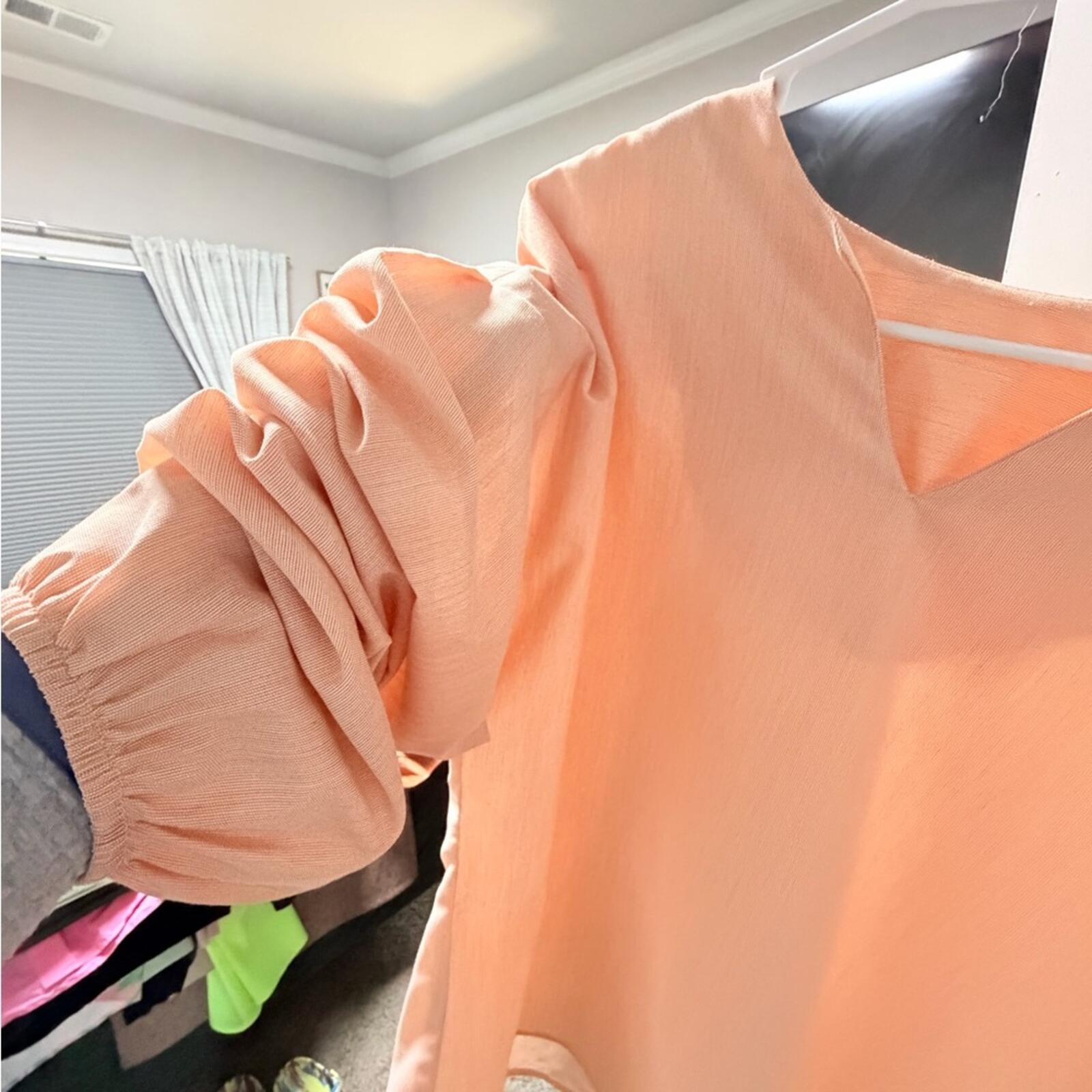 Peach V-Neck Blouse custom made. Cute for parties!🎈