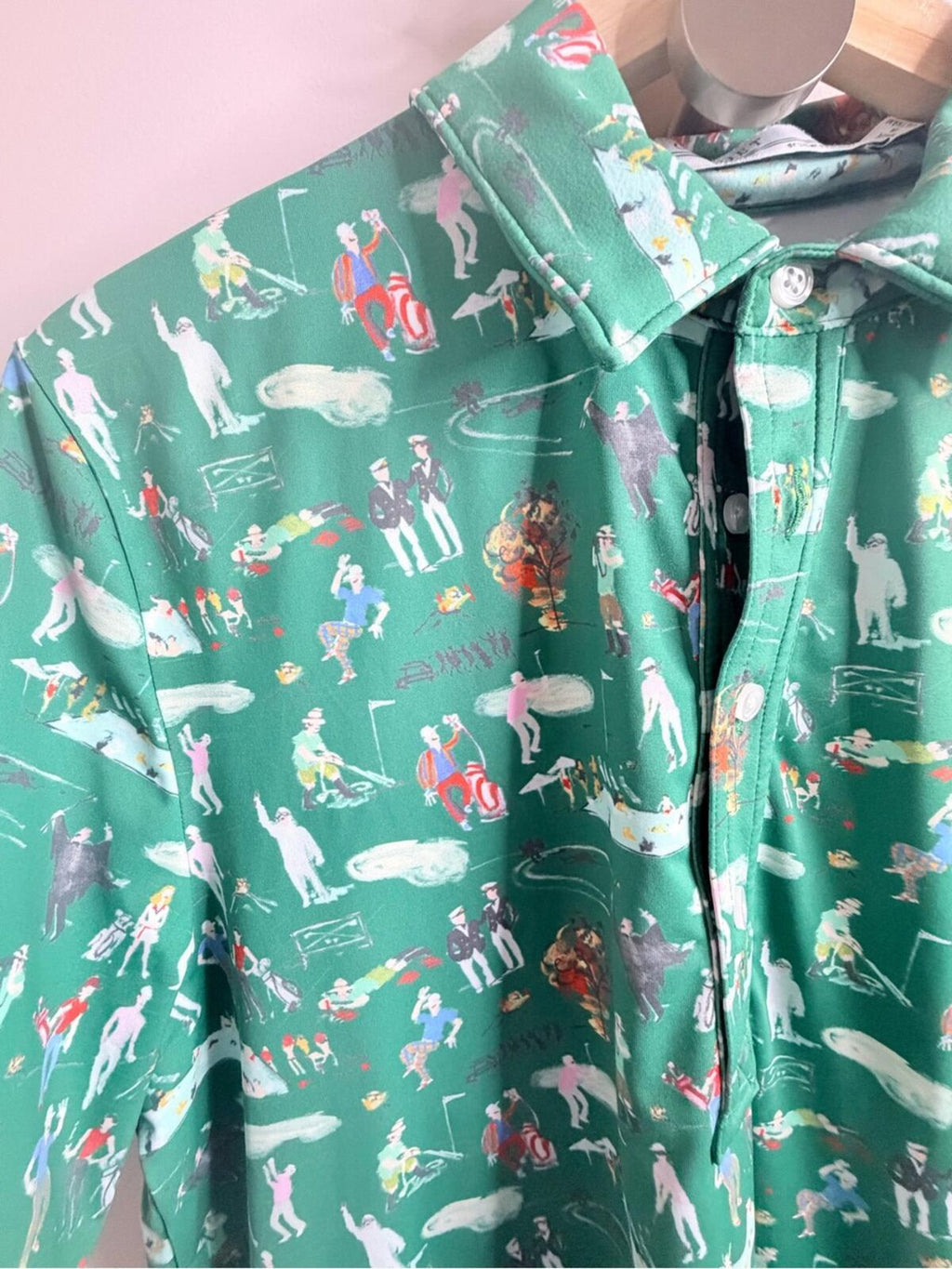 Criquet Green Printed Golf Polo Shirt